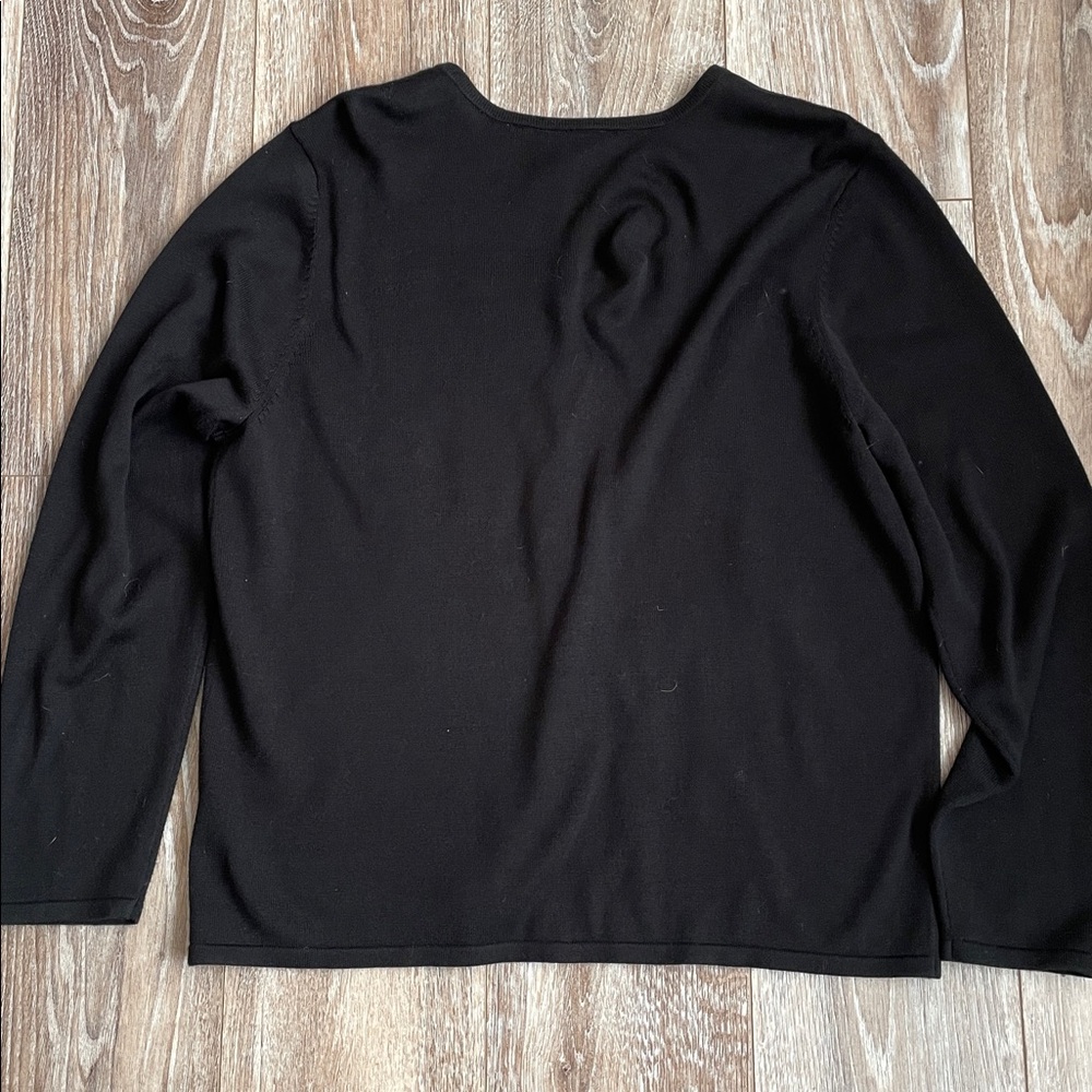Croft & Barrow Black Jersey Knit Cardigan XL Red Velvet Embroidered Cardinals - Picture 9 of 11